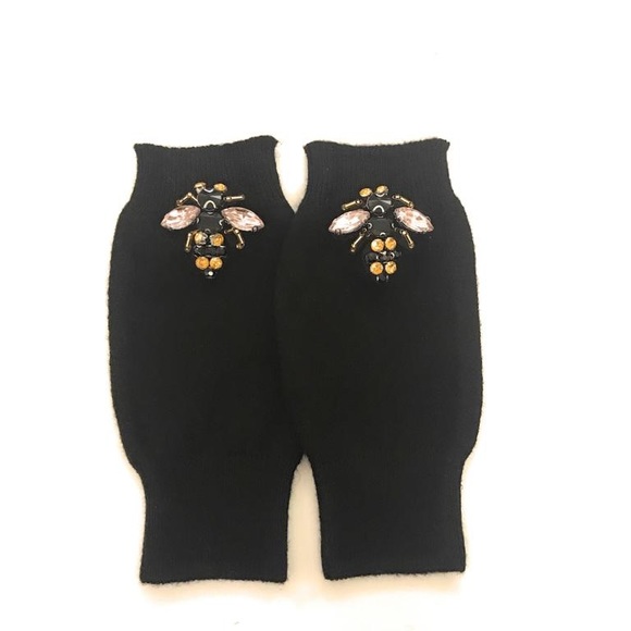 Black Fingerless Rhinestone Bug Mittens Gloves - NWT - Picture 2 of 4